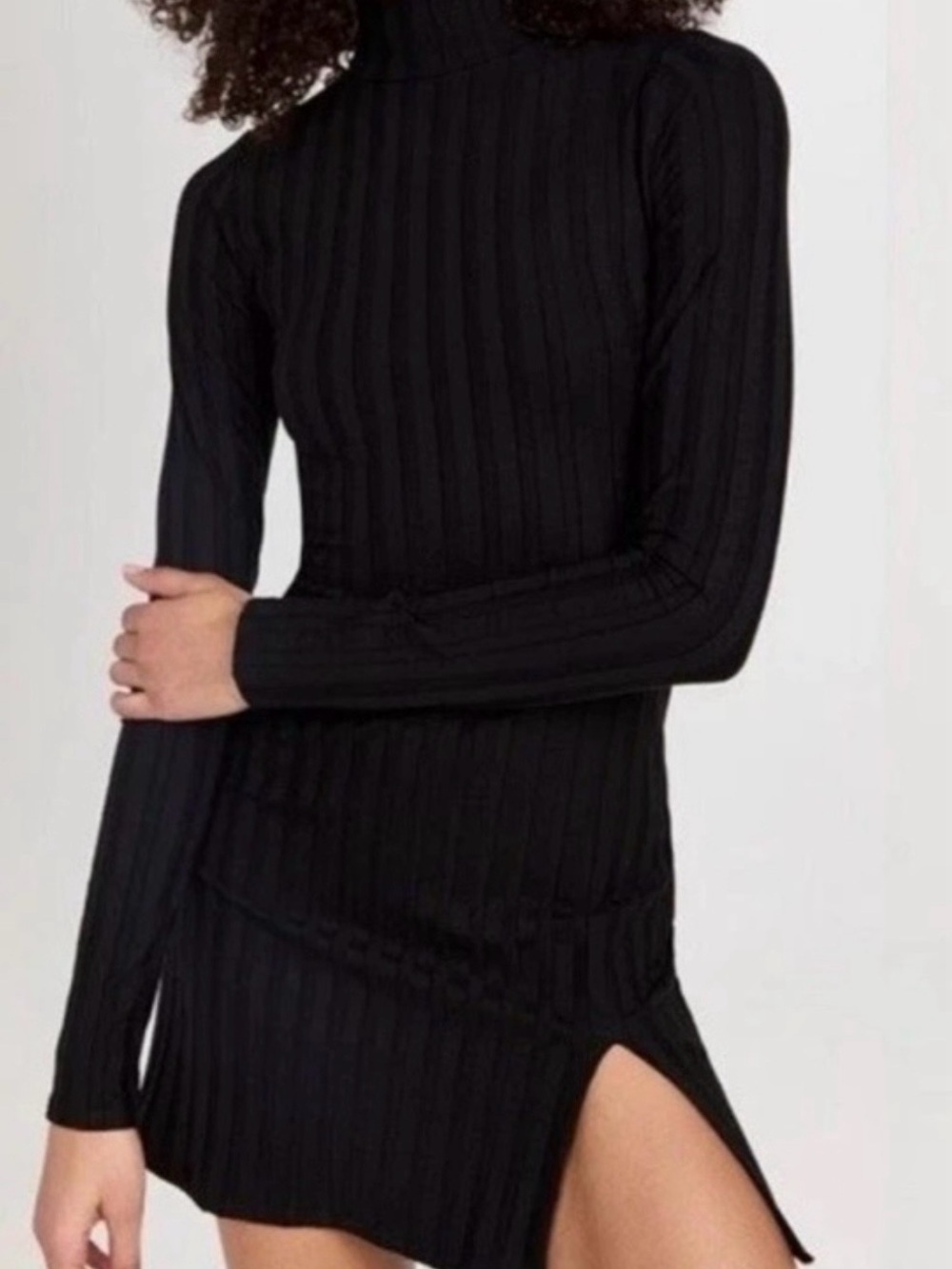 Reformation Libra Knit Turtleneck Mini Dress with Side Slit